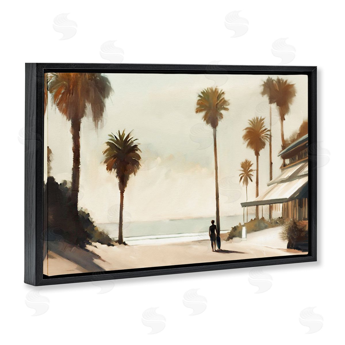 Tropical Café Del Mar Black Floating Frame Canvas Wall Art, Home Decor by Noah Bay