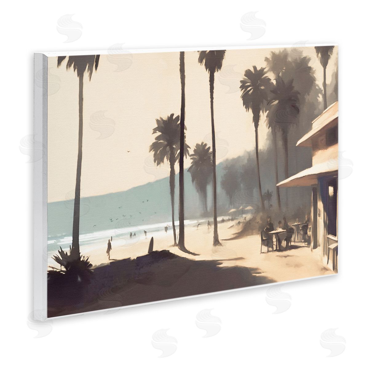 Pink Canopy Beach Scene Wood Plaque Wall Art, Home Decor by Noah Bay