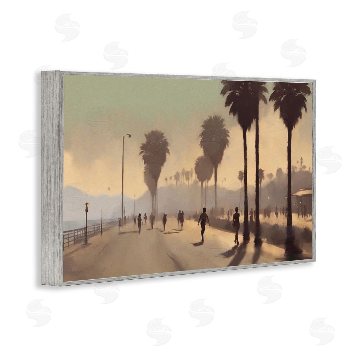 Sunset Skater on Boardwalk Grey Frame Print Wall Art, Home Decor by Noah Bay