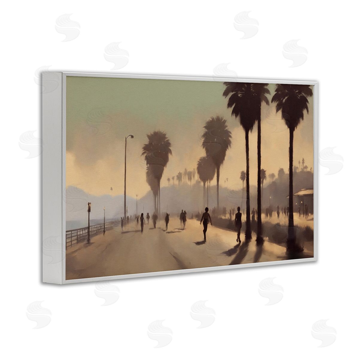 Sunset Skater on Boardwalk White Frame Print Wall Art, Home Decor by Noah Bay