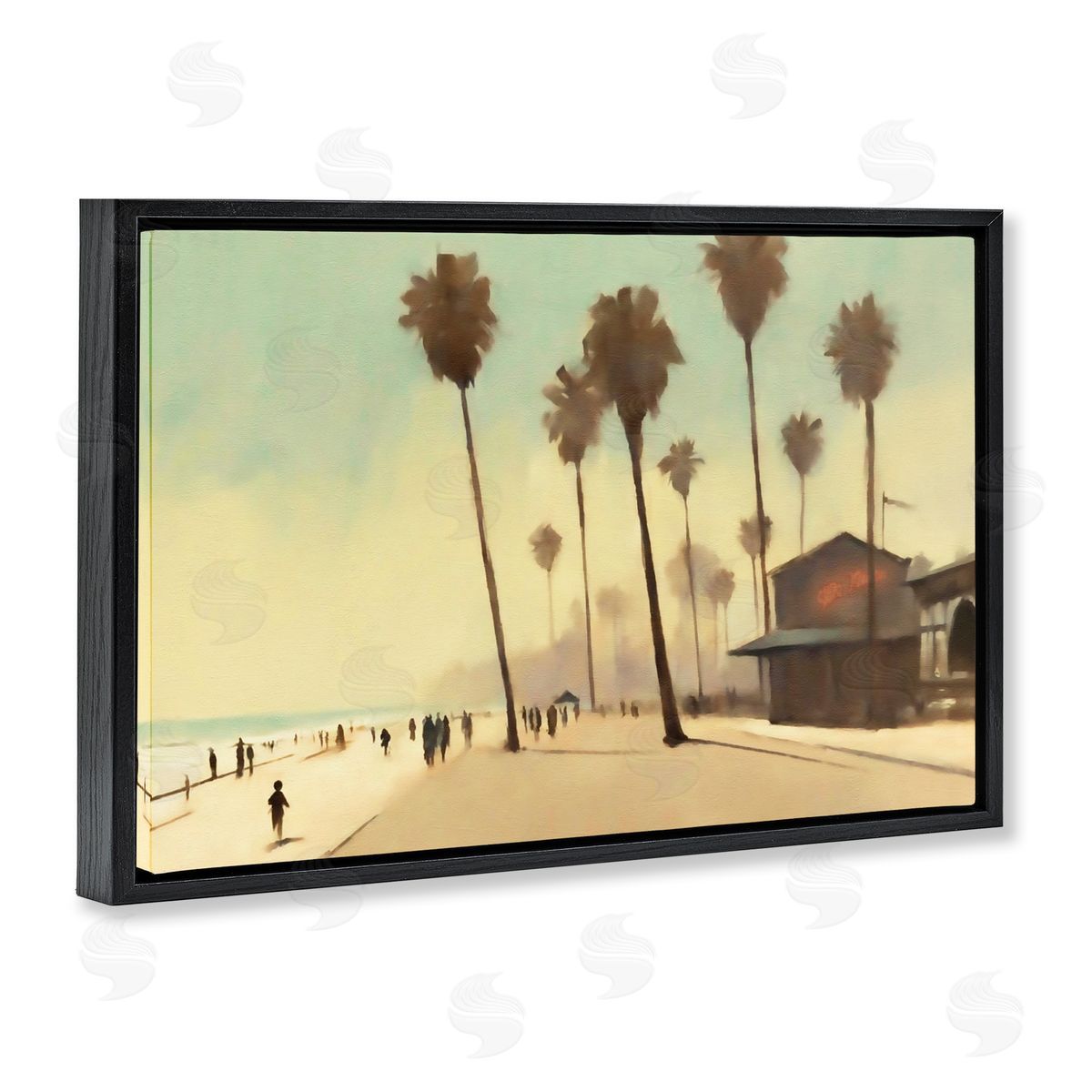 Tropical Promenade Landscape Black Floating Frame Canvas Wall Art, Home Decor by Noah Bay