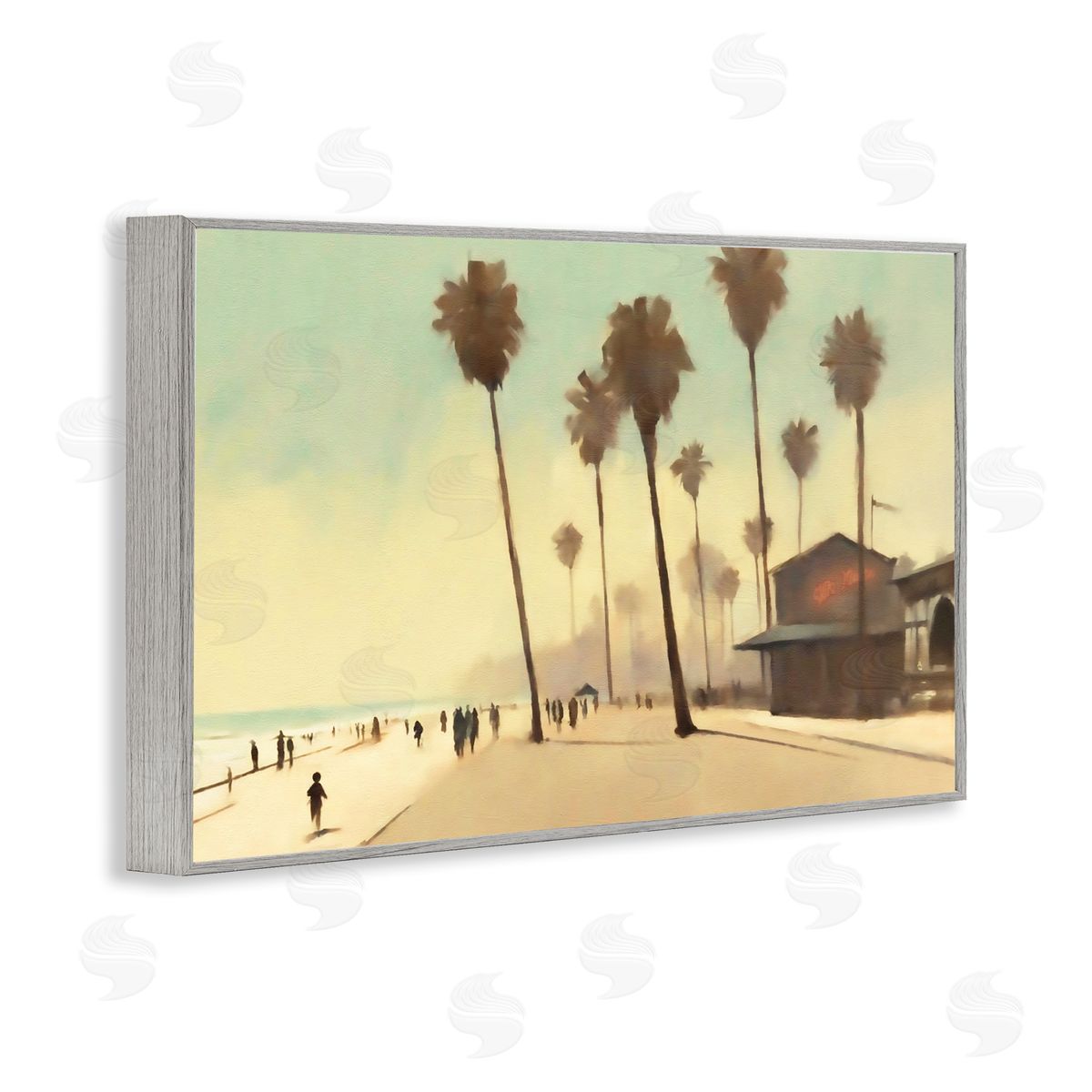 Tropical Promenade Landscape Grey Frame Print Wall Art, Home Decor by Noah Bay