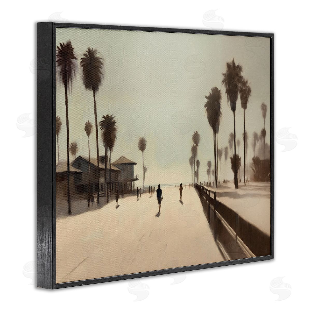 Midday Sun Beach View Black Frame Print Wall Art, Home Decor by Noah Bay