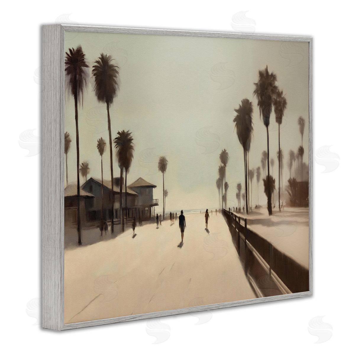 Midday Sun Beach View Grey Frame Print Wall Art, Home Decor by Noah Bay