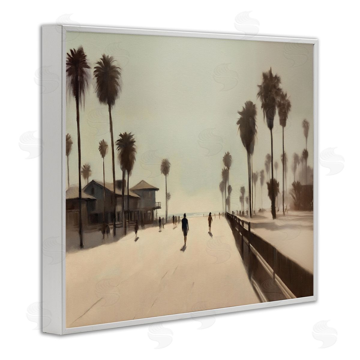Midday Sun Beach View White Frame Print Wall Art, Home Decor by Noah Bay