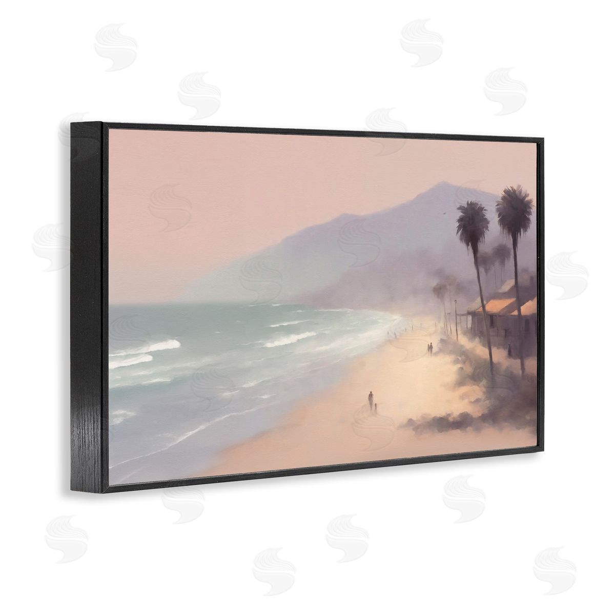 Beachside Cabins View Black Frame Print Wall Art, Home Decor by Noah Bay