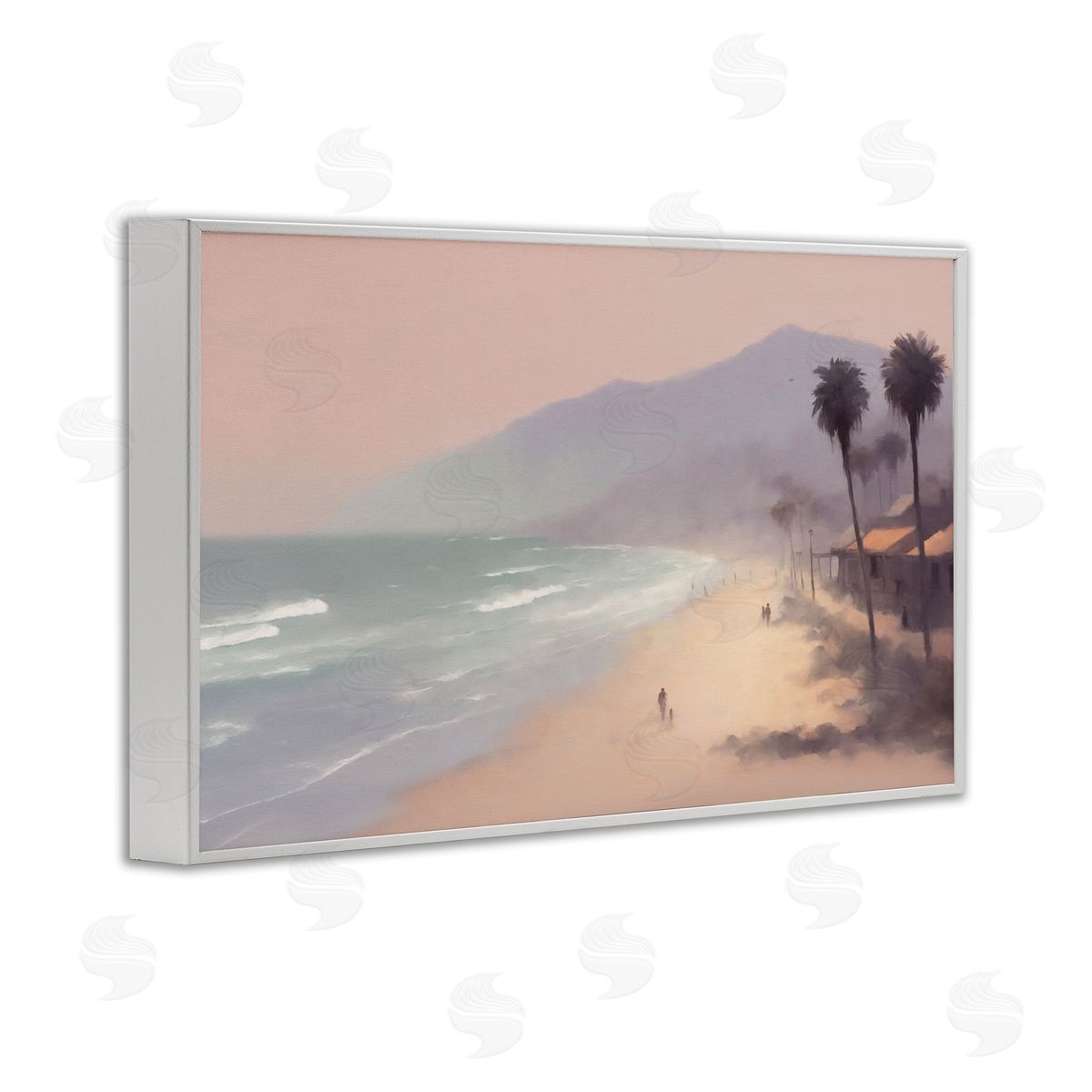 Beachside Cabins View White Frame Print Wall Art, Home Decor by Noah Bay