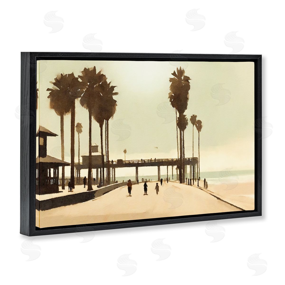Tropical Beach Walkway Black Floating Frame Canvas Wall Art, Home Decor by Noah Bay