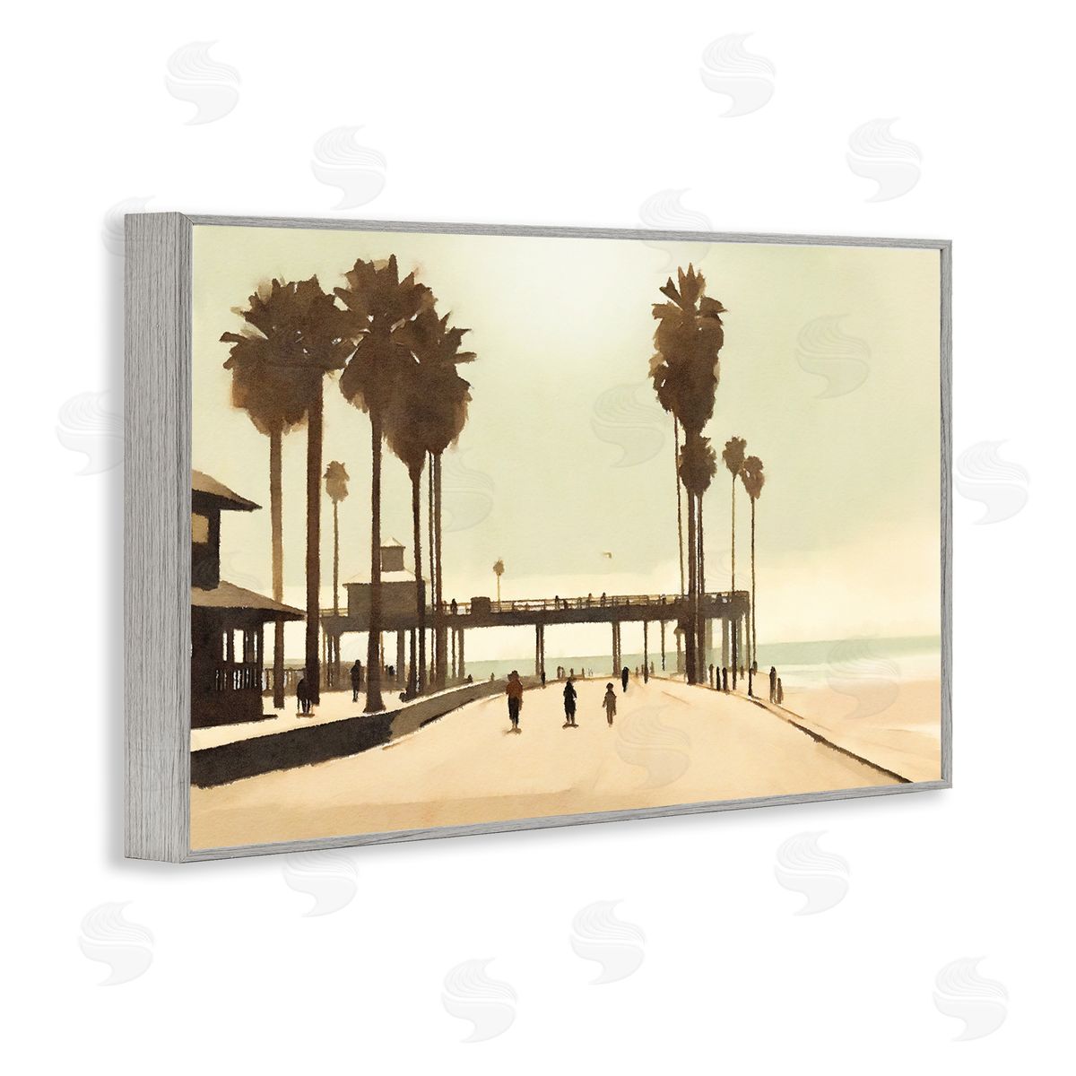 Tropical Beach Walkway Grey Frame Print Wall Art, Home Decor by Noah Bay
