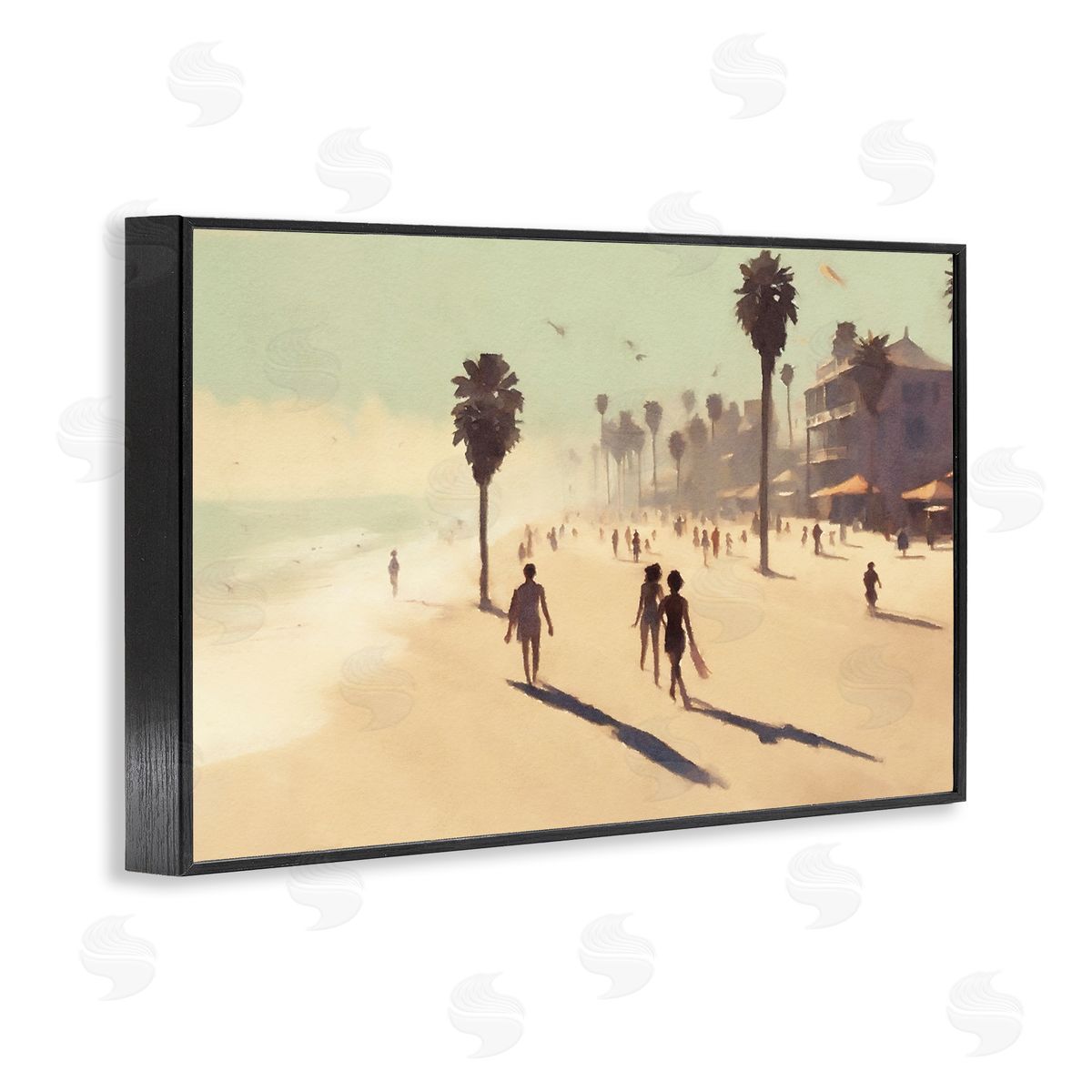 Tropical Shore Walk Black Frame Print Wall Art, Home Decor by Noah Bay