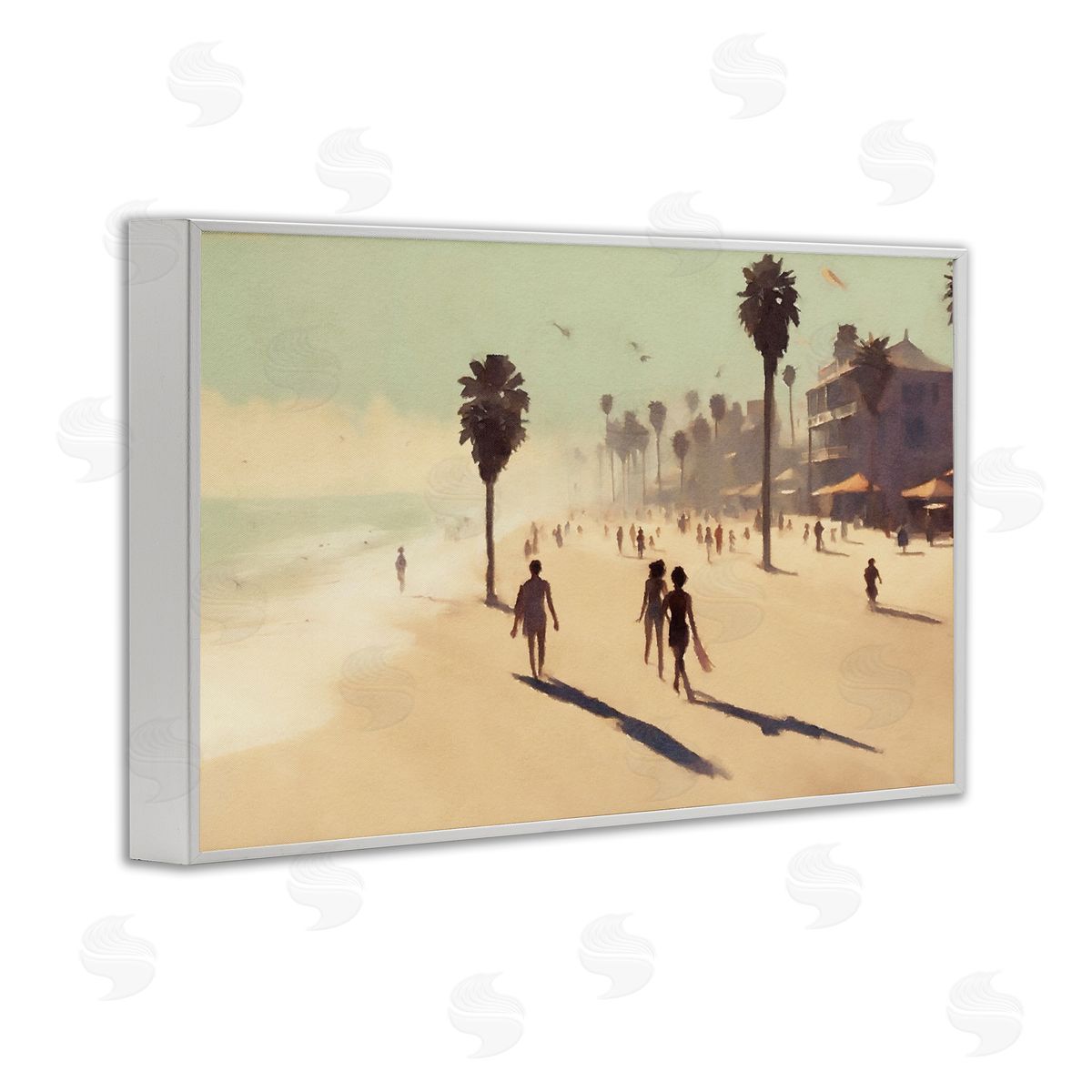 Tropical Shore Walk White Frame Print Wall Art, Home Decor by Noah Bay