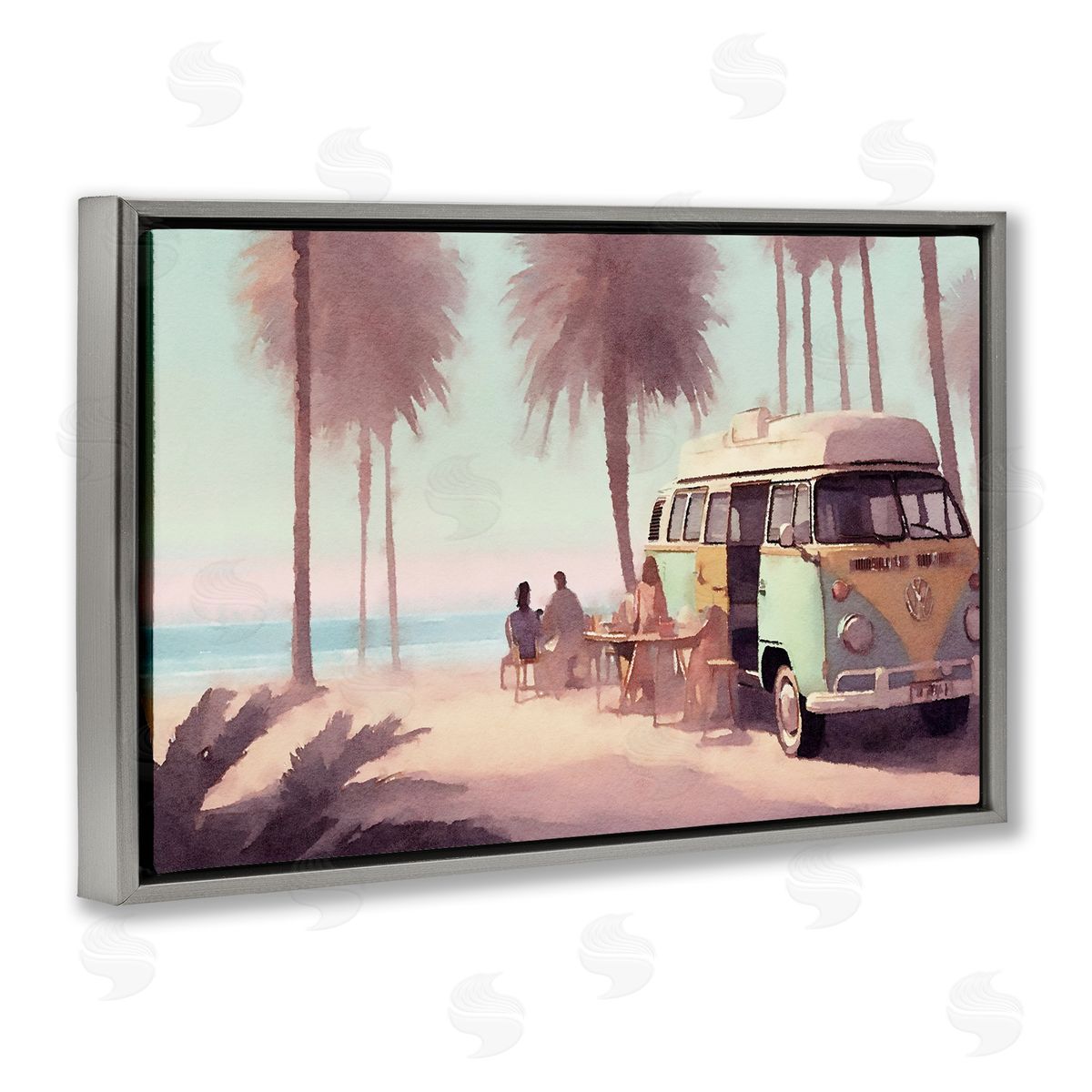 Beach Day Hangout Grey Floating Frame Canvas Wall Art, Home Decor by Noah Bay