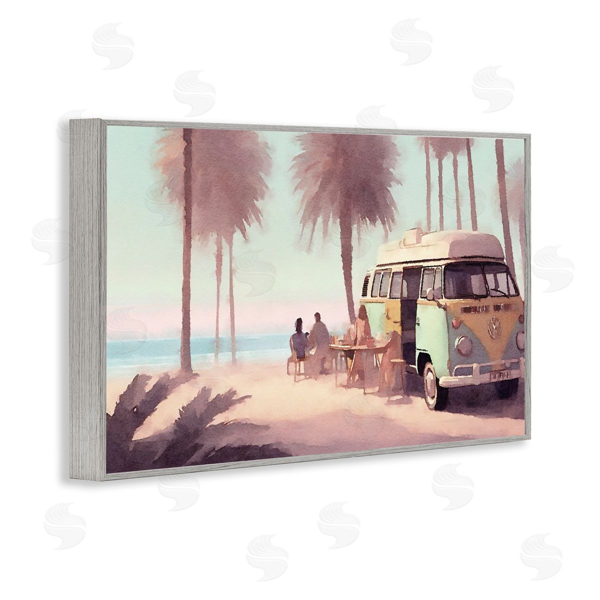 Beach Day Hangout Grey Frame Print Wall Art, Home Decor by Noah Bay