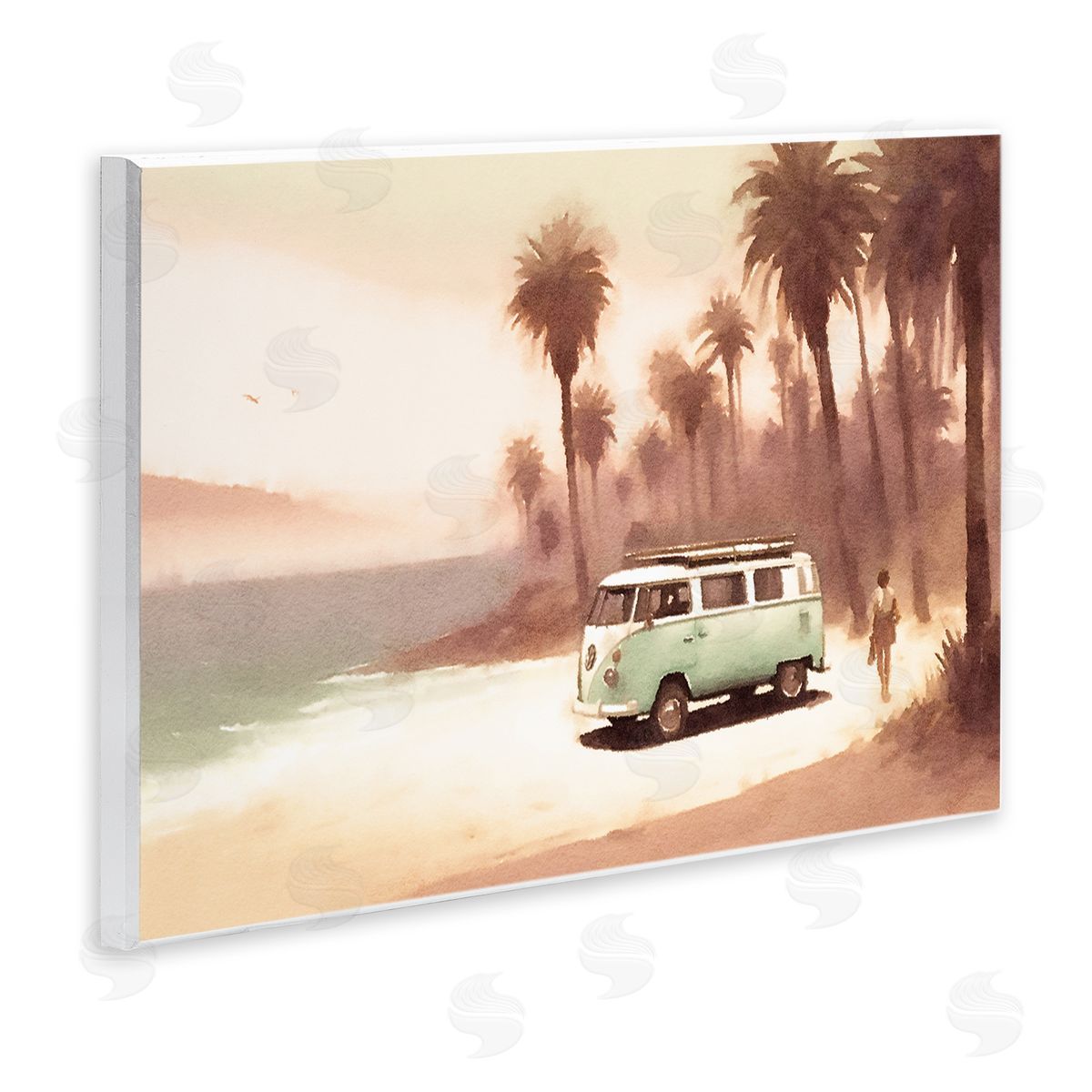 Peaceful Beach Travel Van Wood Plaque Wall Art, Home Decor by Noah Bay