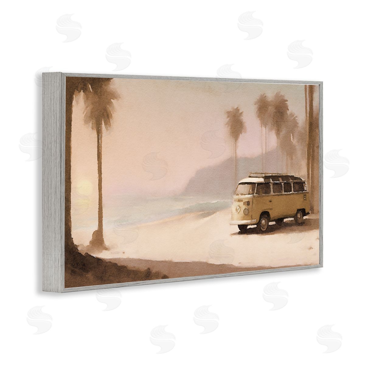 Tranquil Beach Day Grey Frame Print Wall Art, Home Decor by Noah Bay