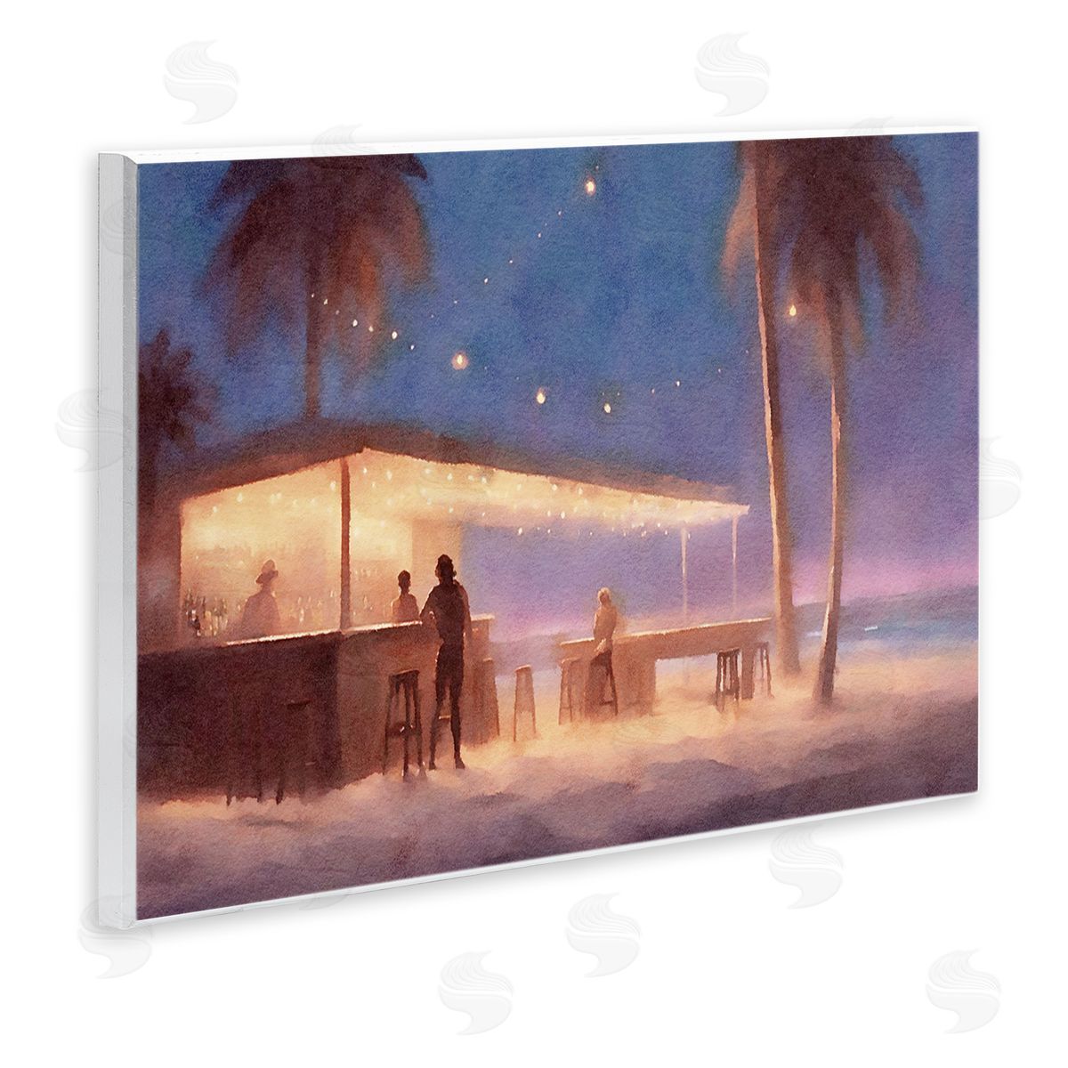 Evening Beach Bar Wood Plaque Wall Art, Home Decor by Noah Bay