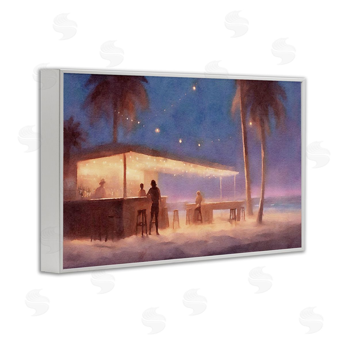 Evening Beach Bar White Frame Print Wall Art, Home Decor by Noah Bay