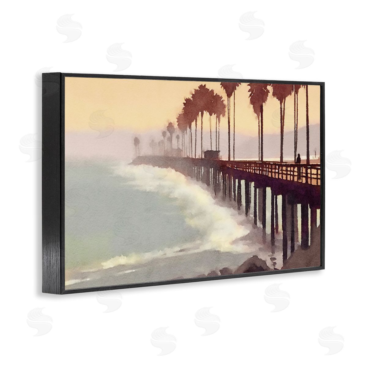 Sunrise At The Pier Black Frame Print Wall Art, Home Decor by Noah Bay