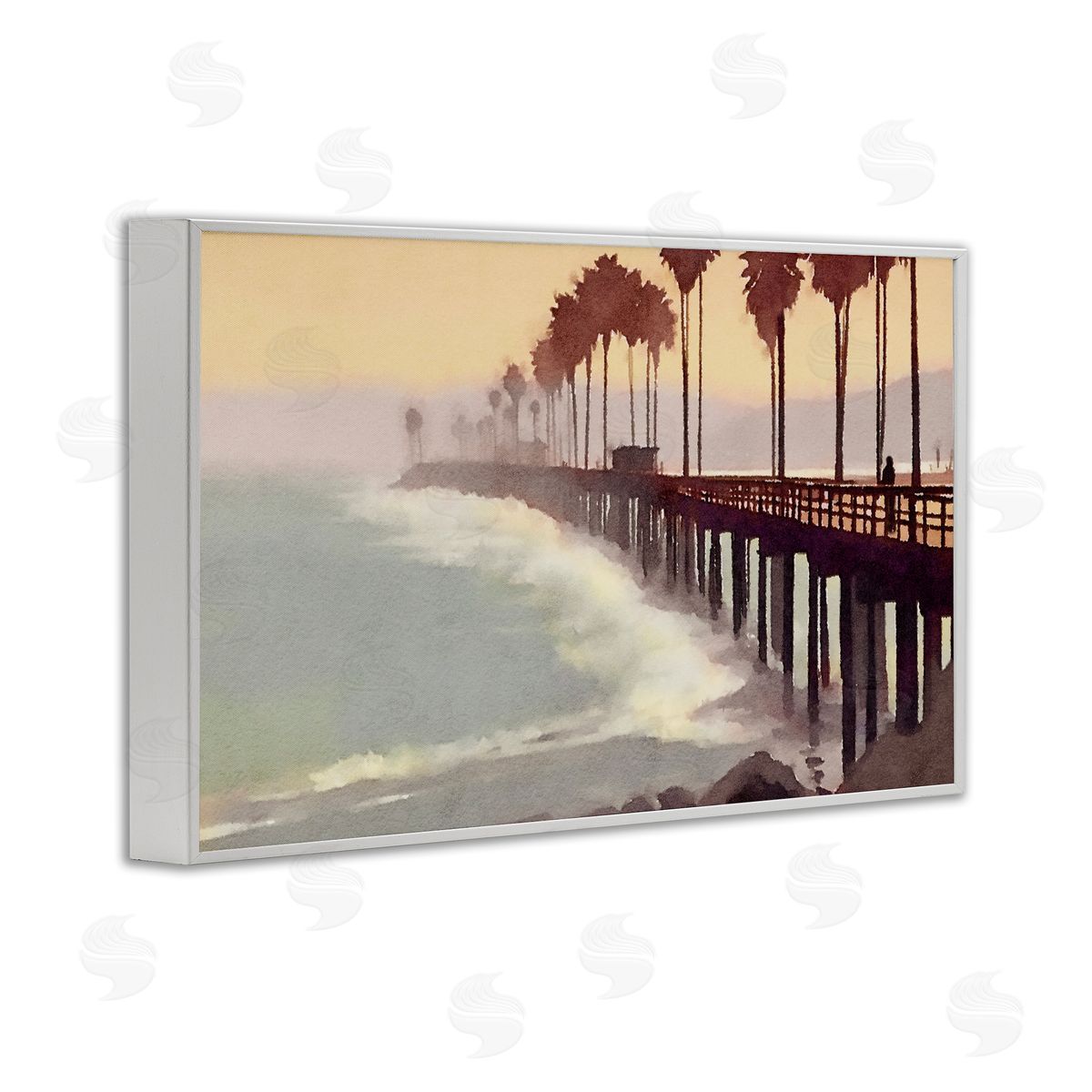 Sunrise At The Pier White Frame Print Wall Art, Home Decor by Noah Bay