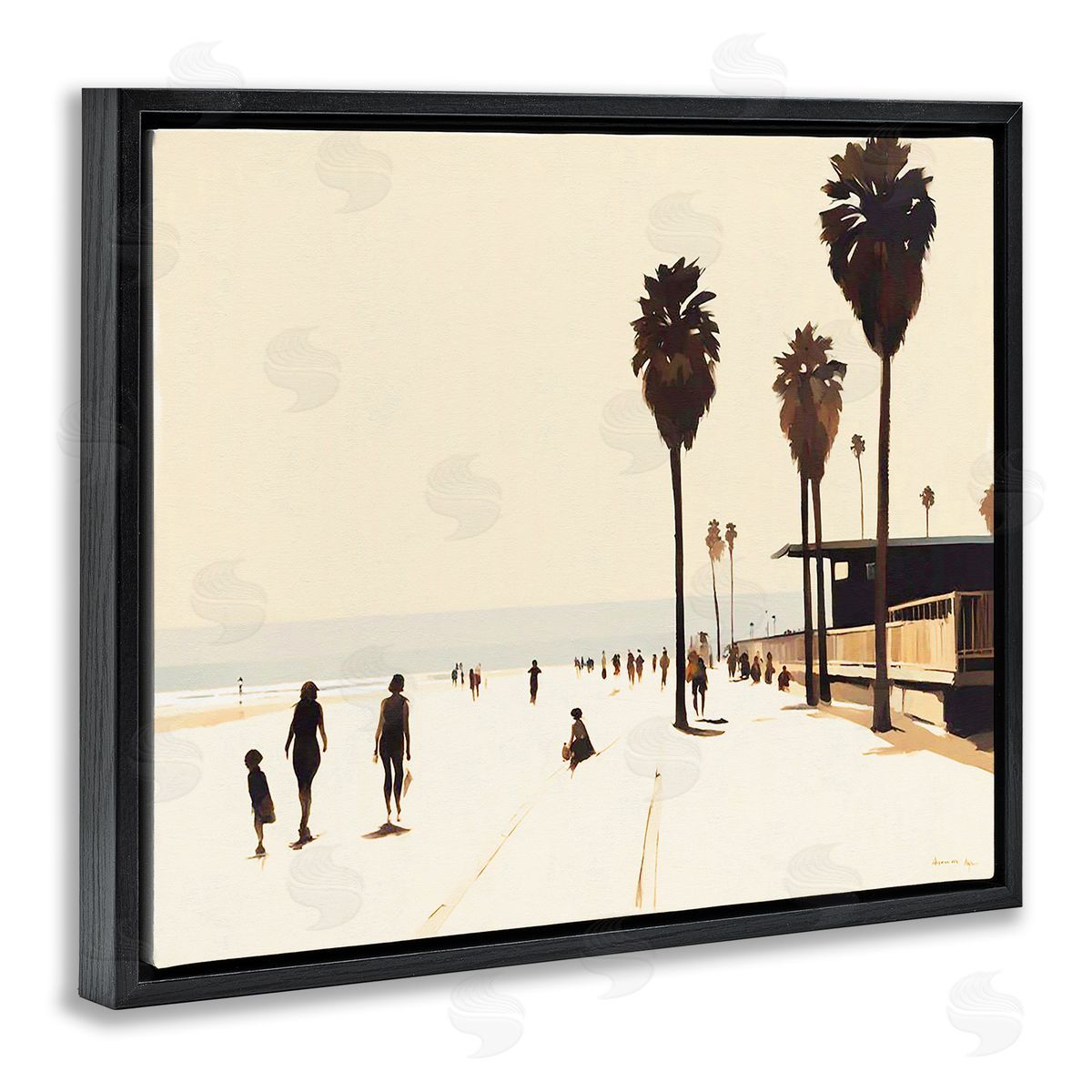 Towards The Sea Scene Black Floating Frame Canvas Wall Art, Home Decor by Noah Bay