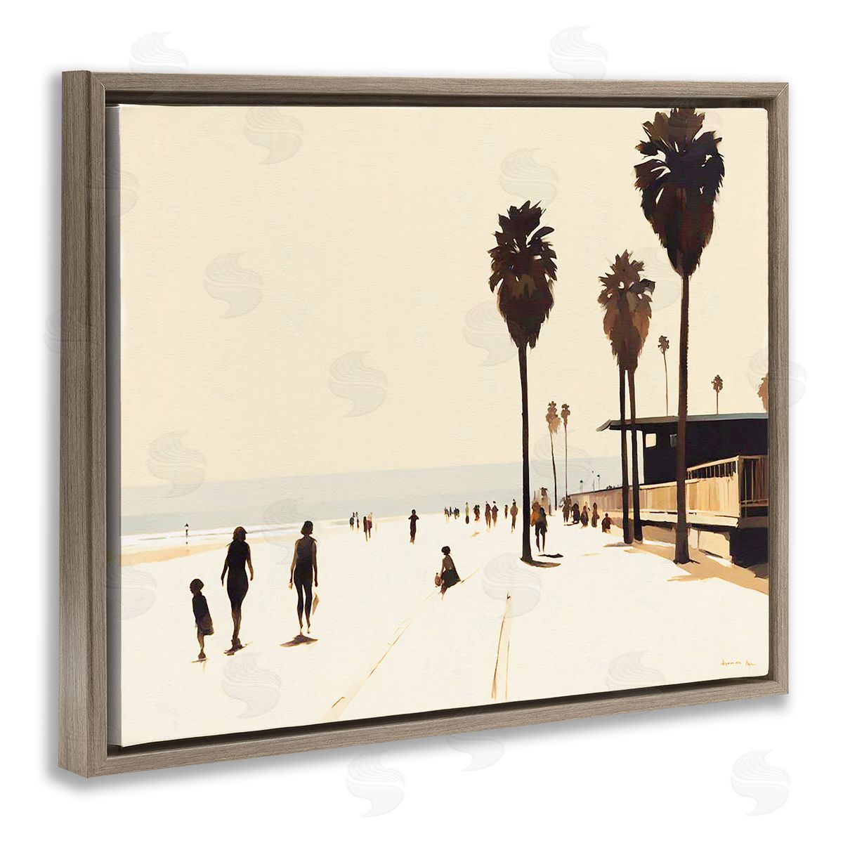 Towards The Sea Scene Brown Floating Frame Canvas Wall Art, Home Decor by Noah Bay