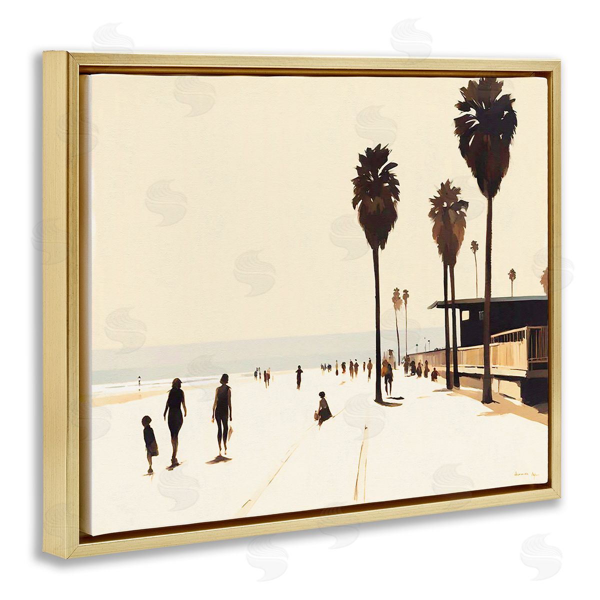 Towards The Sea Scene Gold Floating Frame Canvas Wall Art, Home Decor by Noah Bay