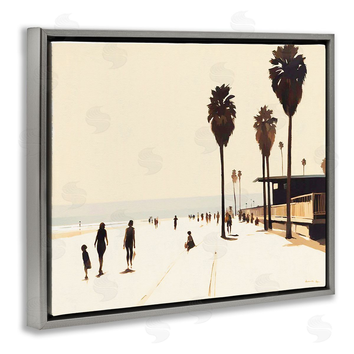 Towards The Sea Scene Grey Floating Frame Canvas Wall Art, Home Decor by Noah Bay