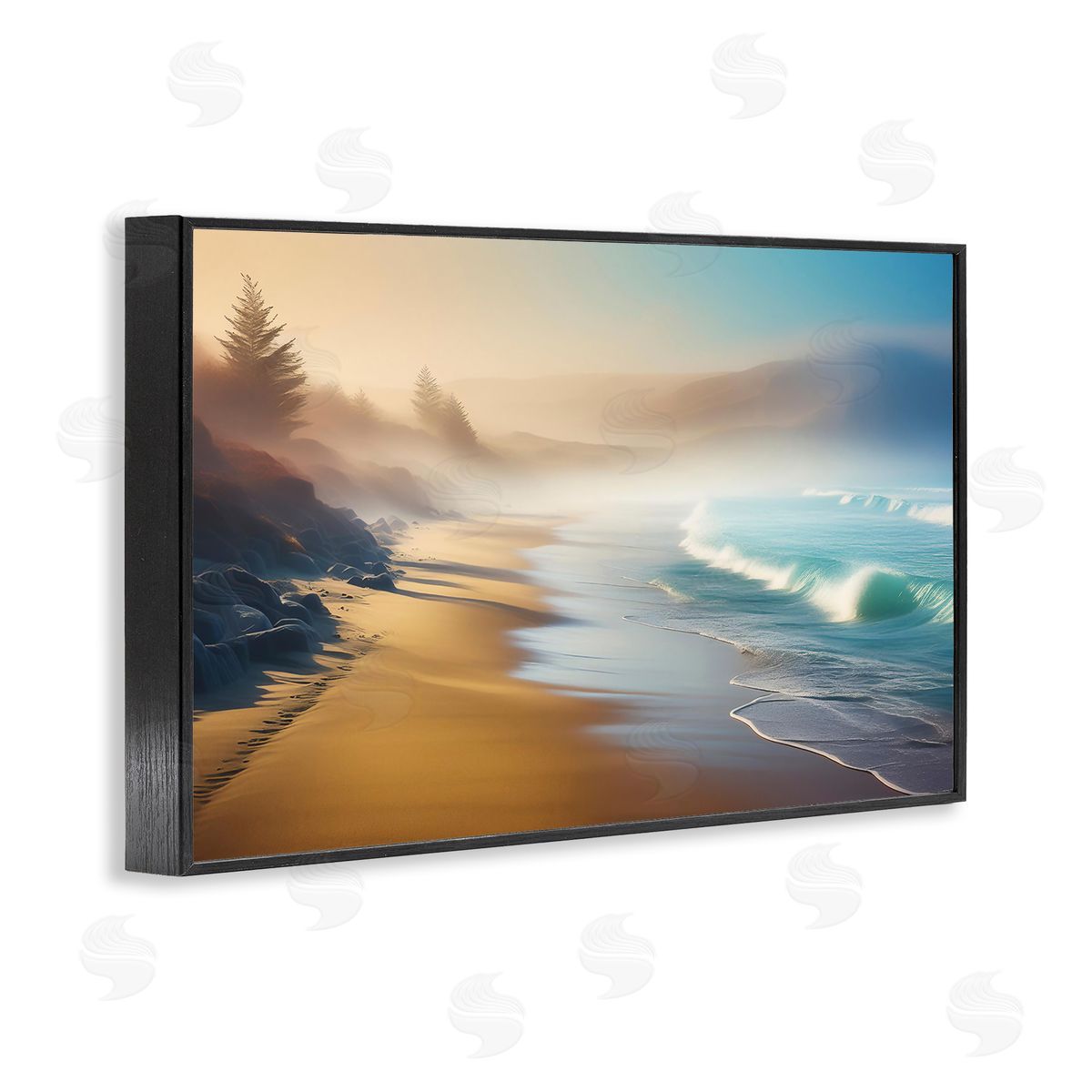 Smooth Beach Tide Black Frame Print Wall Art, Home Decor by Noah Bay