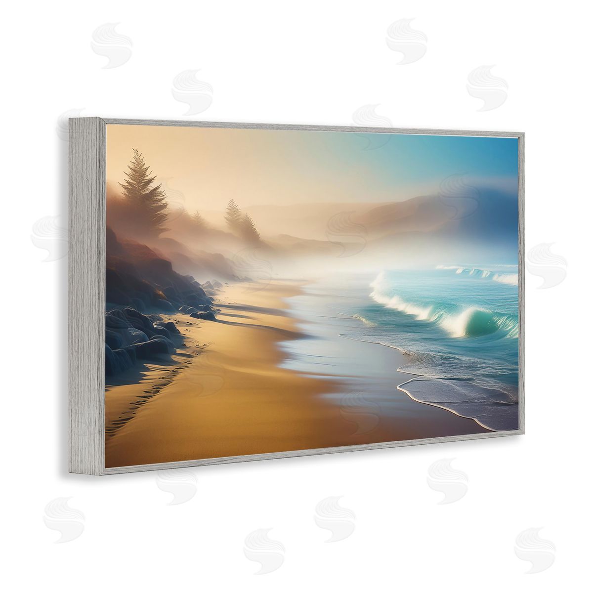 Smooth Beach Tide Grey Frame Print Wall Art, Home Decor by Noah Bay