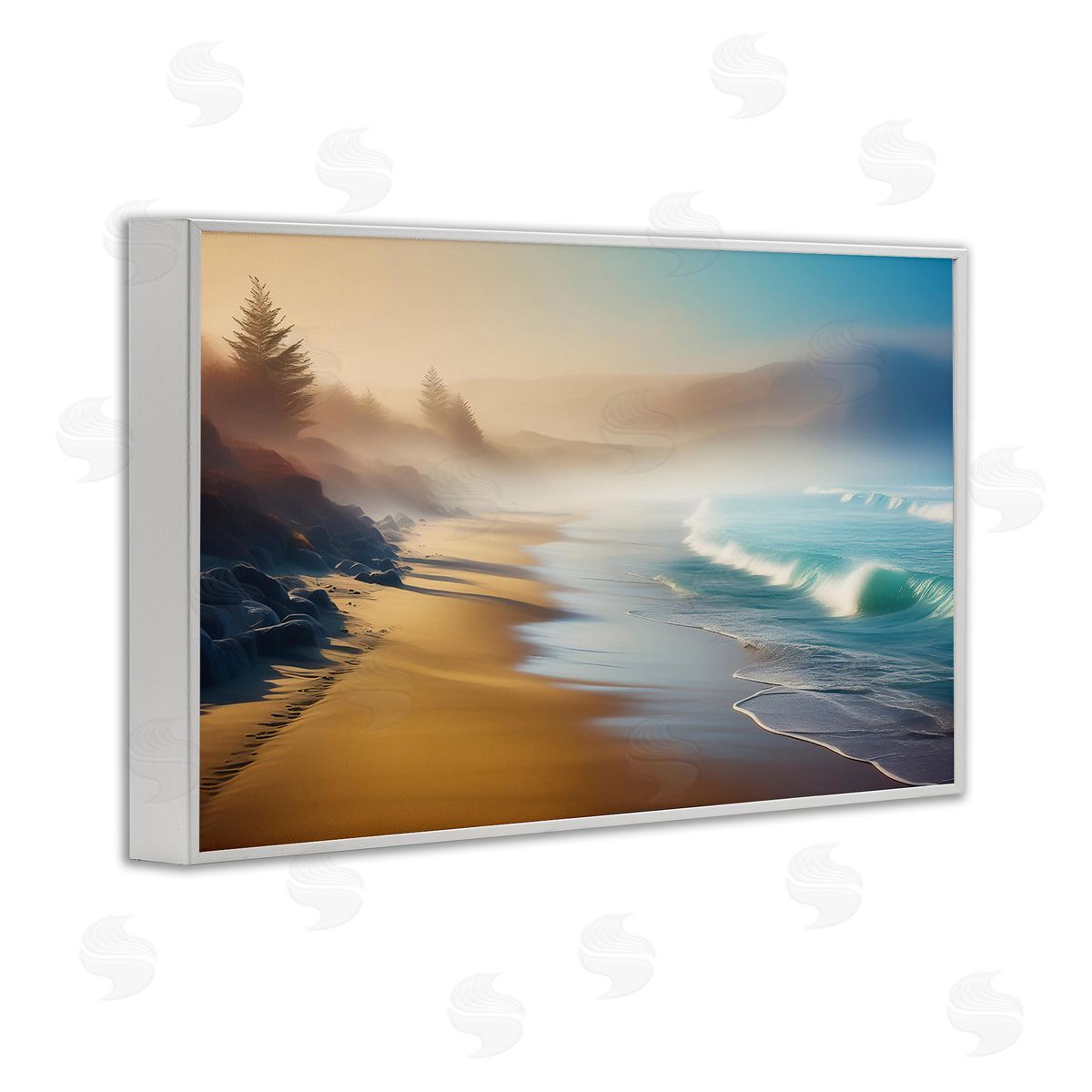 Smooth Beach Tide White Frame Print Wall Art, Home Decor by Noah Bay