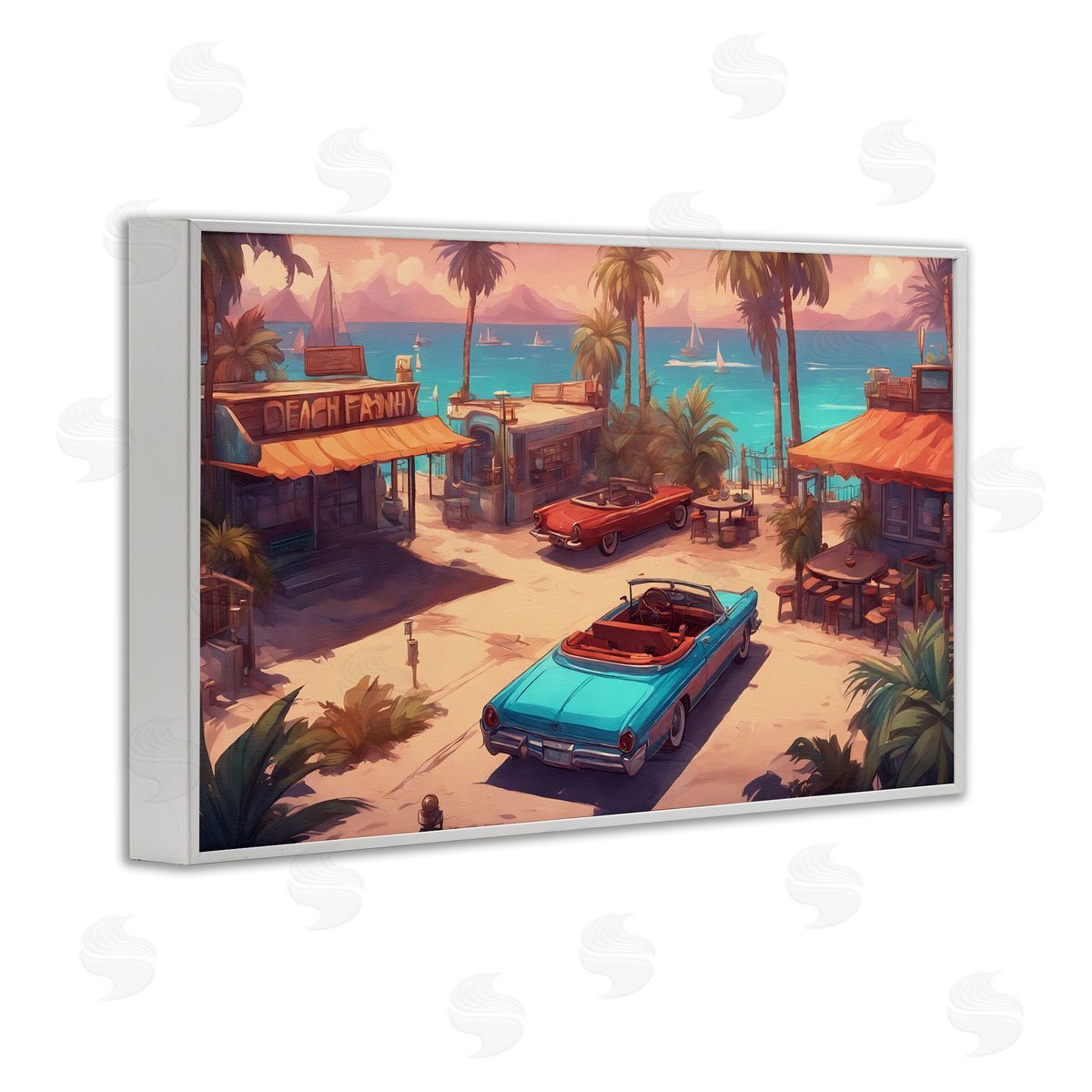 Bright Beach Hues View White Frame Print Wall Art, Home Decor by Noah Bay