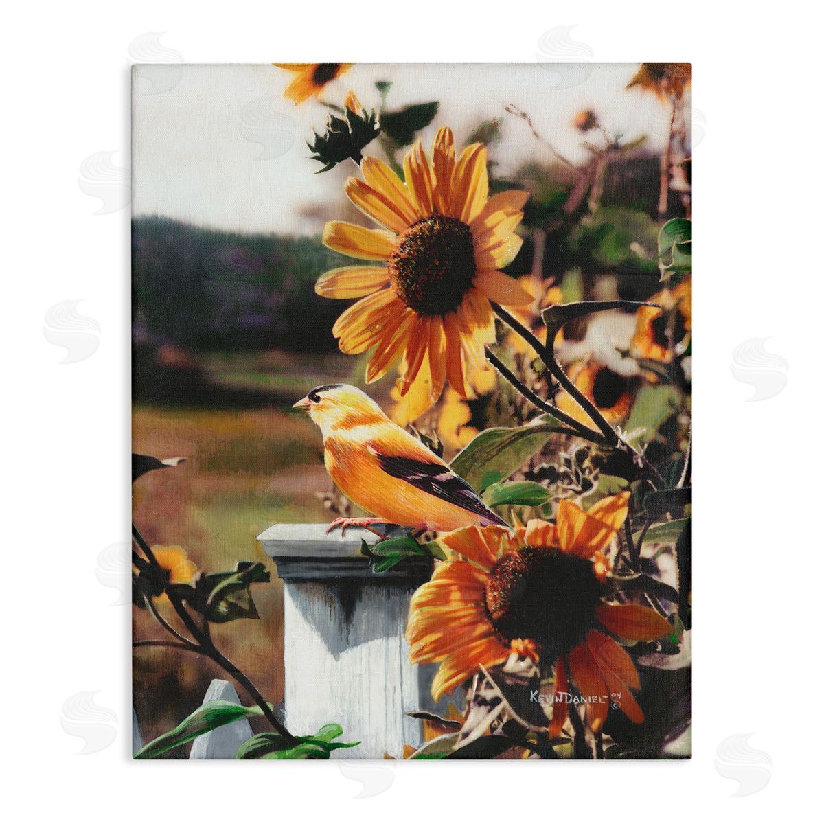 Canary Bird & Sunflowers Canvas Wall Art, Home Decor by Kevin Daniel