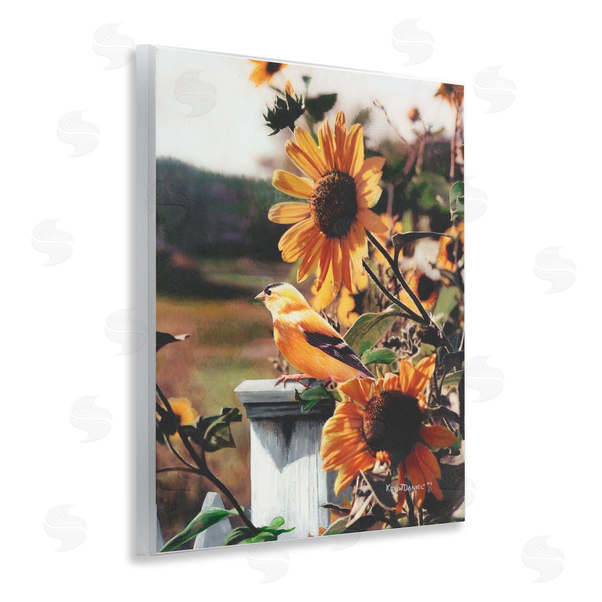 Canary Bird & Sunflowers Wood Plaque Wall Art, Home Decor by Kevin Daniel