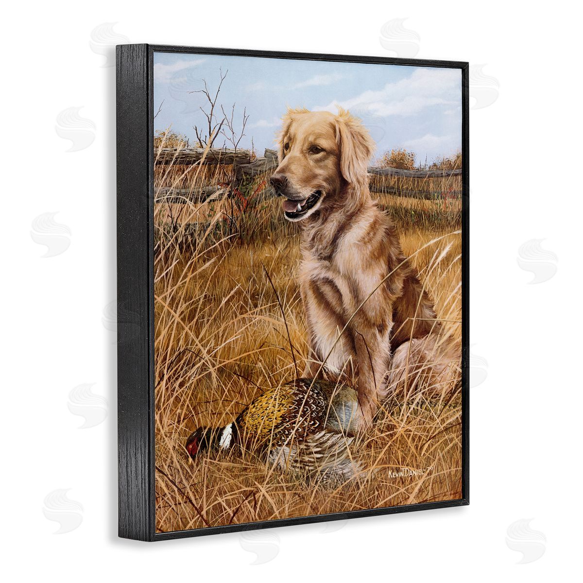 Hunting Dog & Pheasant Black Frame Print Wall Art, Home Decor by Kevin Daniel
