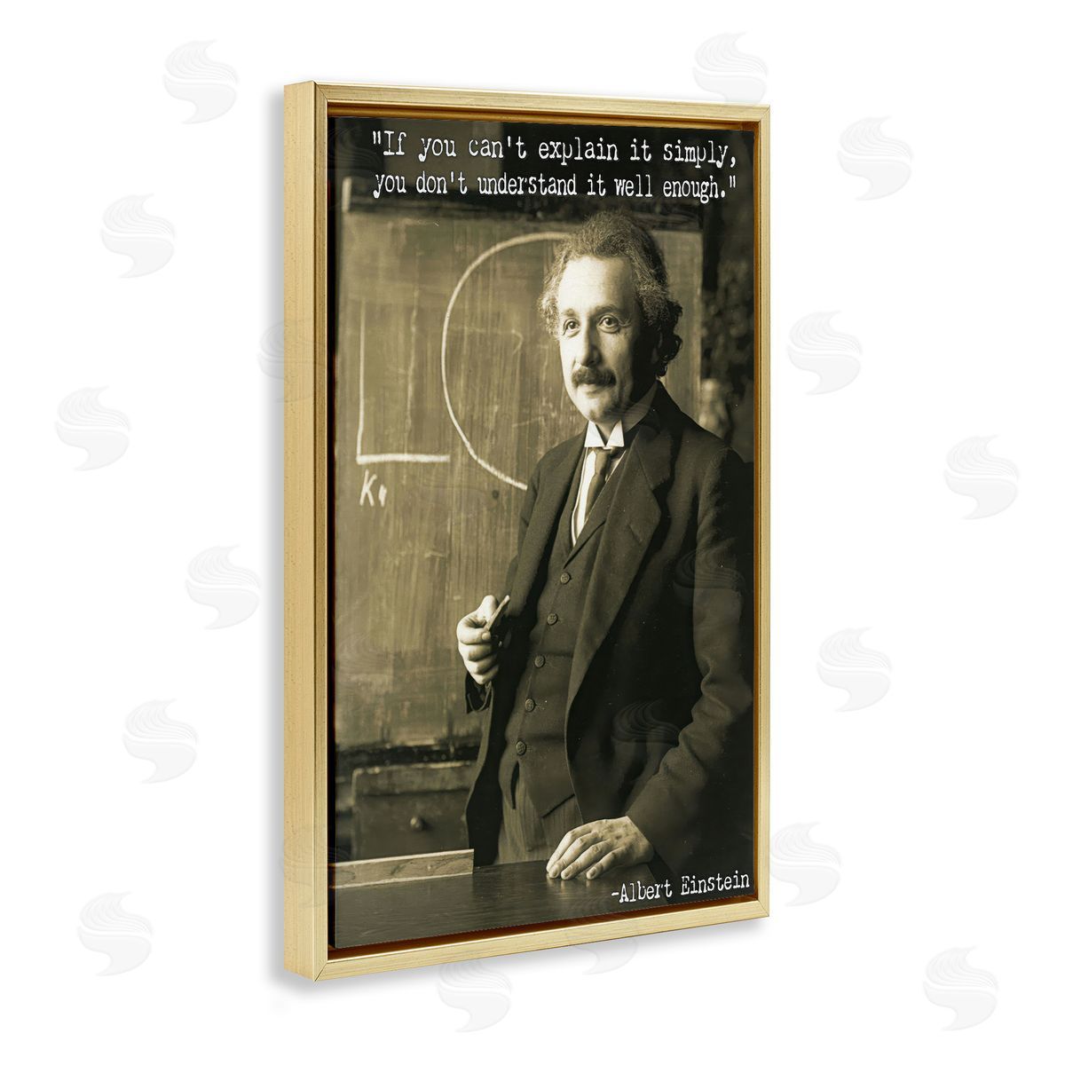 Inspiring Einstein Quote Gold Floating Frame Canvas Wall Art, Home Decor by Graffi*tee Studios