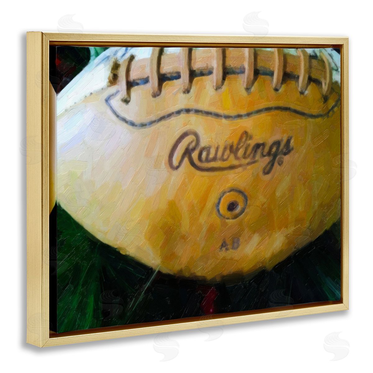 Painterly Team Football Gold Floating Frame Canvas Wall Art, Home Decor by Graffi*tee Studios