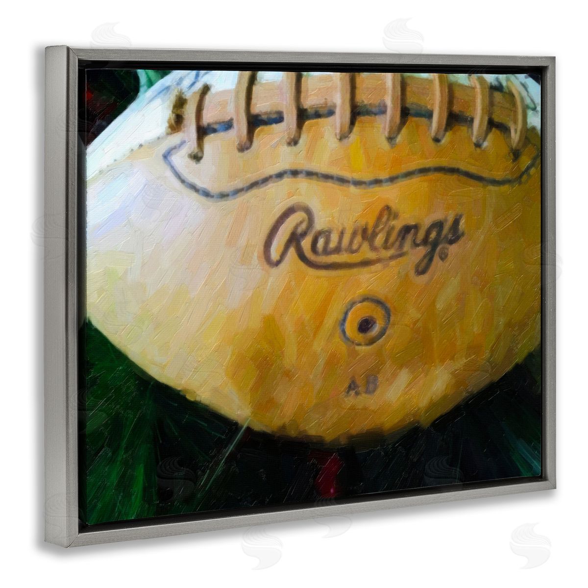 Painterly Team Football Grey Floating Frame Canvas Wall Art, Home Decor by Graffi*tee Studios