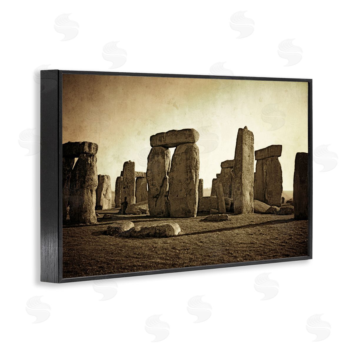 Distant Stonehenge Sepia Black Frame Print Wall Art, Home Decor by Graffi*tee Studios