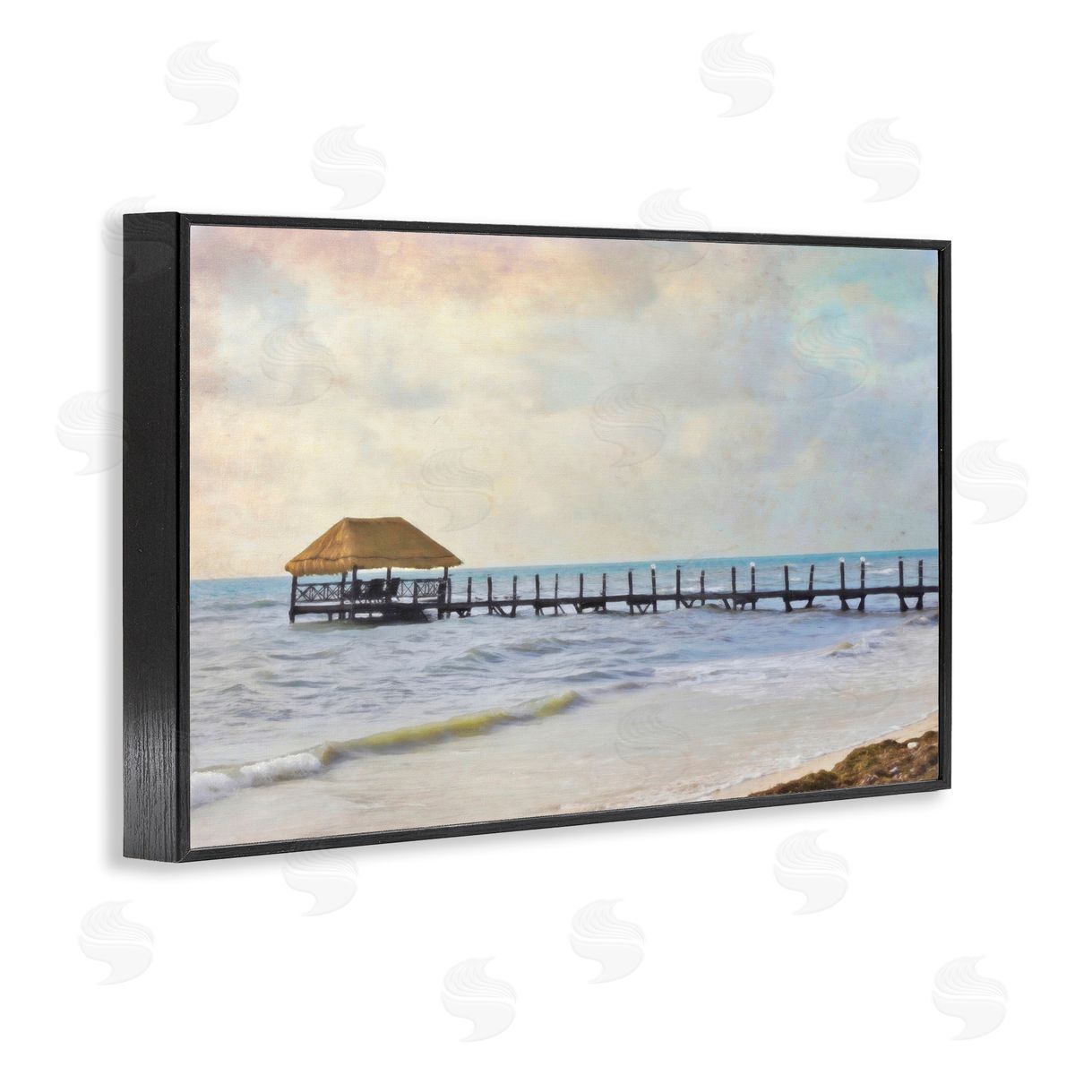 Paradise Pier Shoreline Black Frame Print Wall Art, Home Decor by Graffi*tee Studios