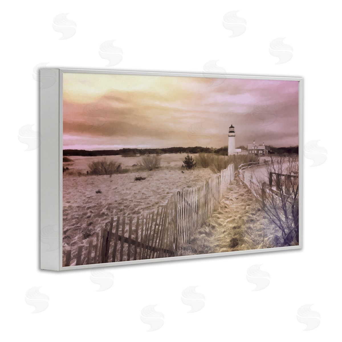 Path To Lighthouse View White Frame Print Wall Art, Home Decor by Graffi*tee Studios