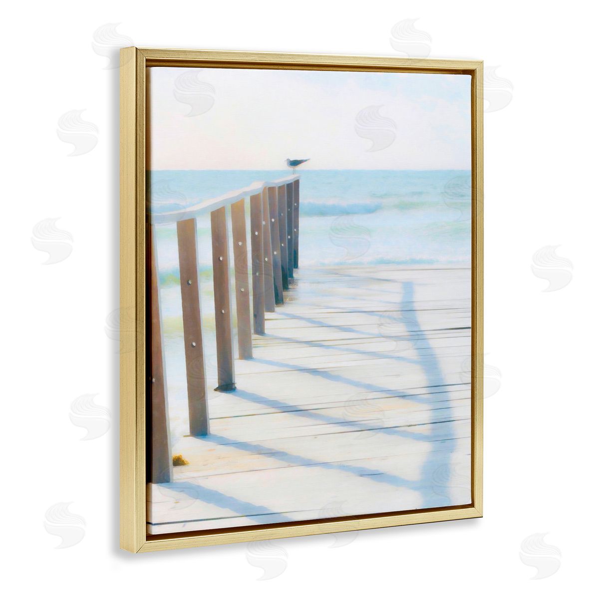 Perched For Best View Gold Floating Frame Canvas Wall Art, Home Decor by Graffi*tee Studios