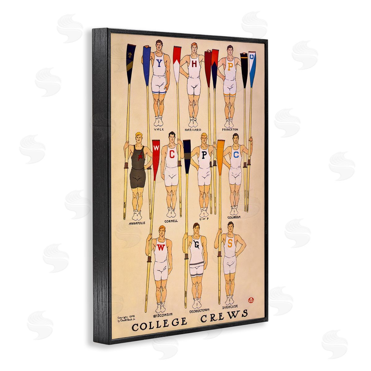 Vintage College Crews Black Frame Print Wall Art, Home Decor by Graffi*tee Studios