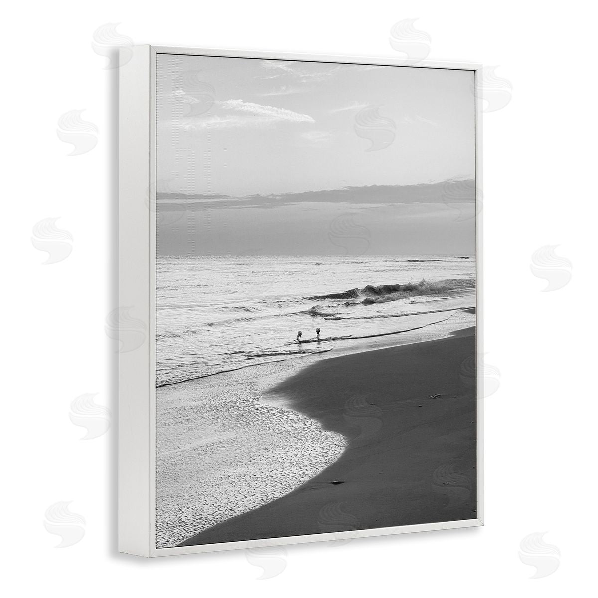 Evening Beach Stroll White Frame Print Wall Art, Home Decor by Graffi*tee Studios
