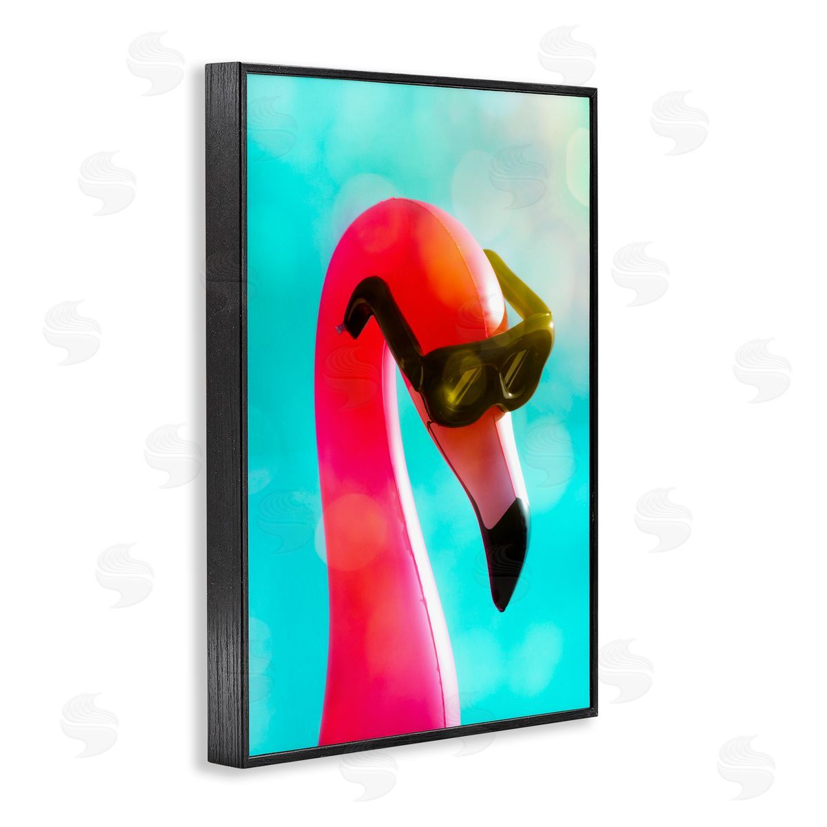 Flamingo Basking in Bokeh Black Frame Print Wall Art, Home Decor by Graffi*tee Studios