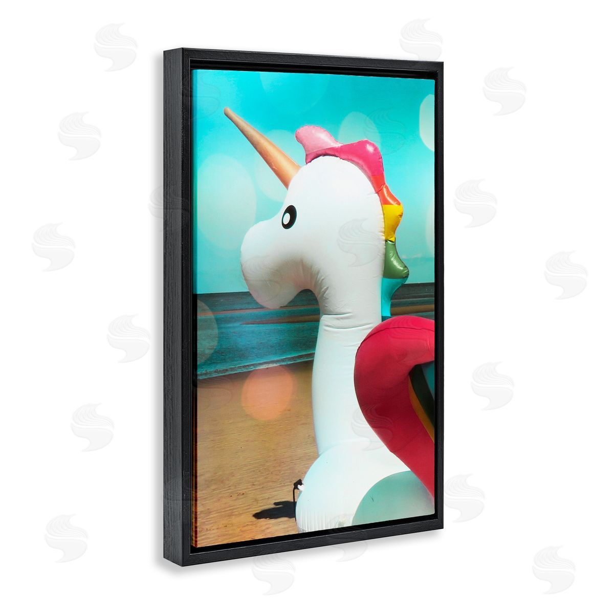 Unicorn Basking in Bokeh Black Floating Frame Canvas Wall Art, Home Decor by Graffi*tee Studios