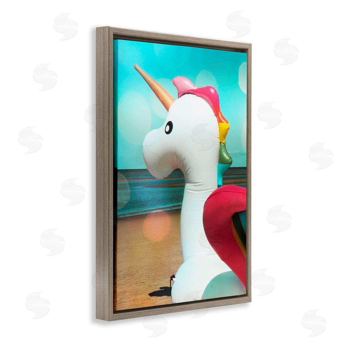 Unicorn Basking in Bokeh Brown Floating Frame Canvas Wall Art, Home Decor by Graffi*tee Studios
