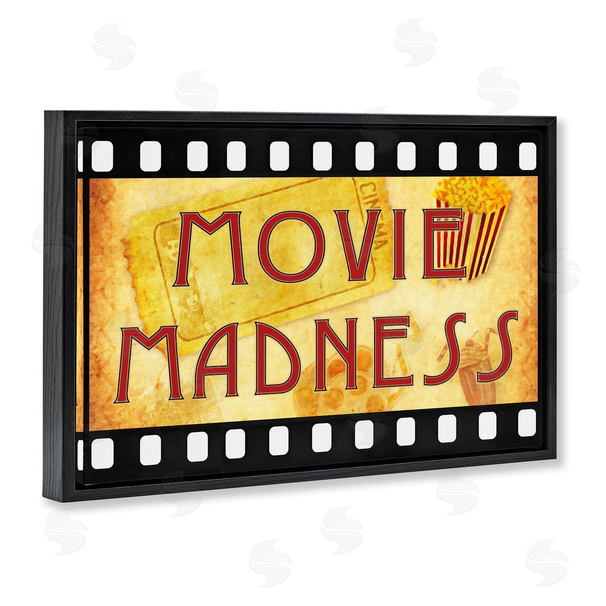 Movie Madness Classic Sign Black Floating Frame Canvas Wall Art, Home Decor by Graffi*tee Studios