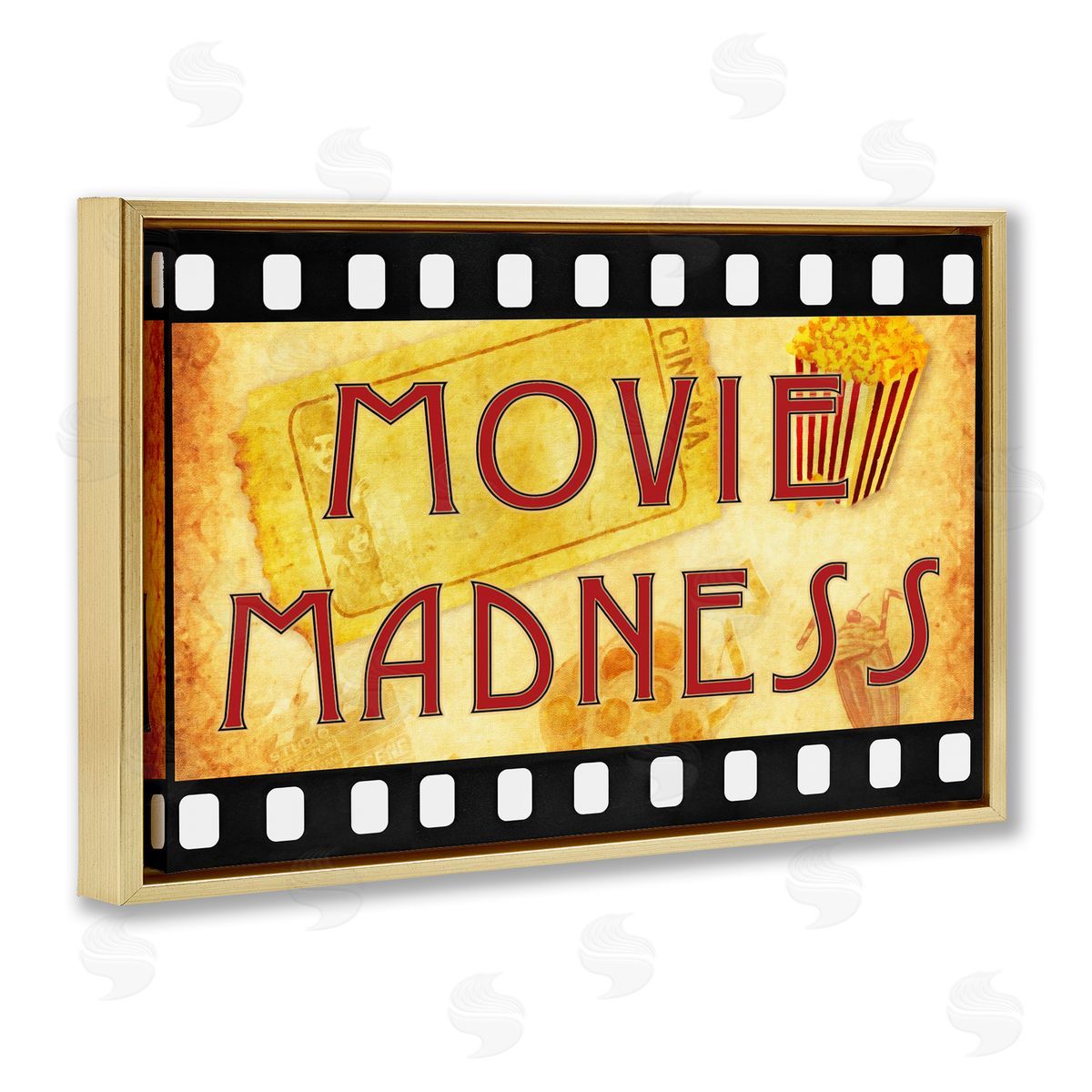 Movie Madness Classic Sign Gold Floating Frame Canvas Wall Art, Home Decor by Graffi*tee Studios
