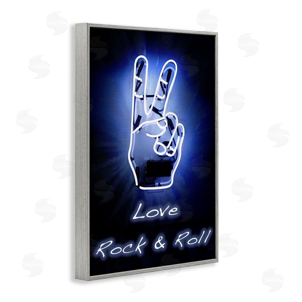 Love Rock & Roll Neon Grey Frame Print Wall Art, Home Decor by Graffi*tee Studios