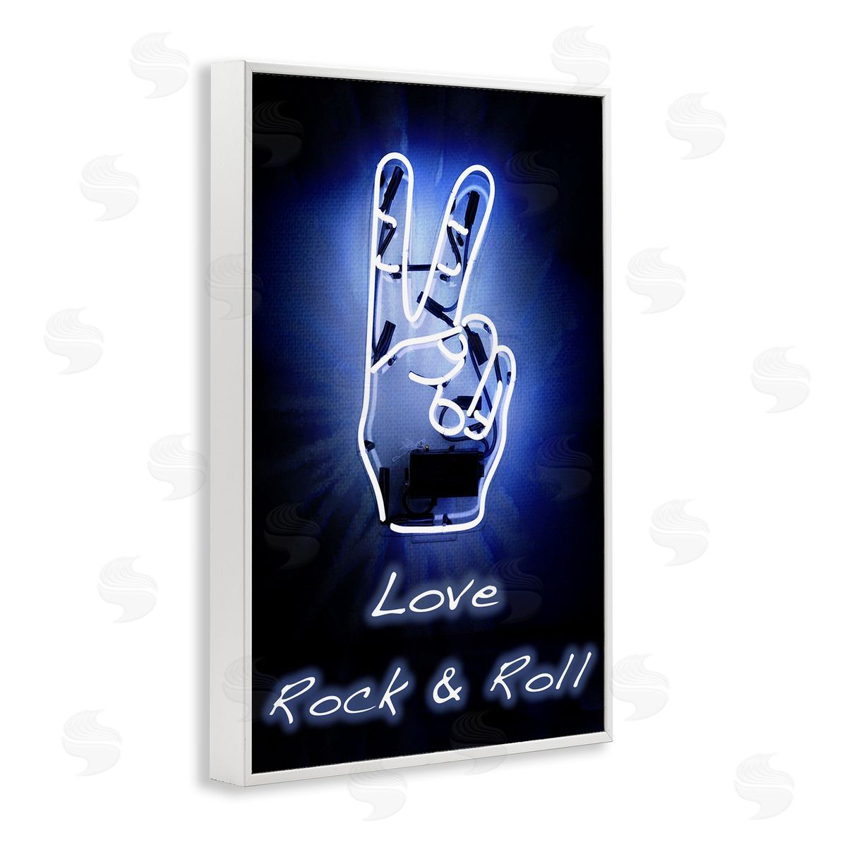 Love Rock & Roll Neon White Frame Print Wall Art, Home Decor by Graffi*tee Studios